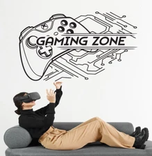 Game Zone Wall Decal for Gamers, Gaming Room Sticker, Tech Circuit Control se264