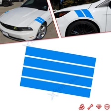 4X Blue Wrinkle-Free Hood Hash Mark Fender Racing Rally Stripes Sticker Vinyl