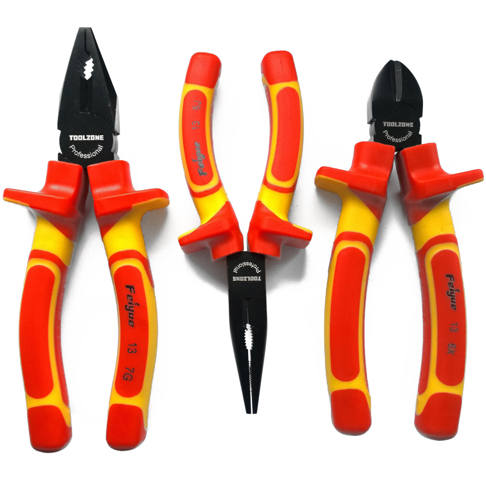 VDE Plier Set. Pro Insulated Combination Long Nose Pliers & Diagonal Cutter Set