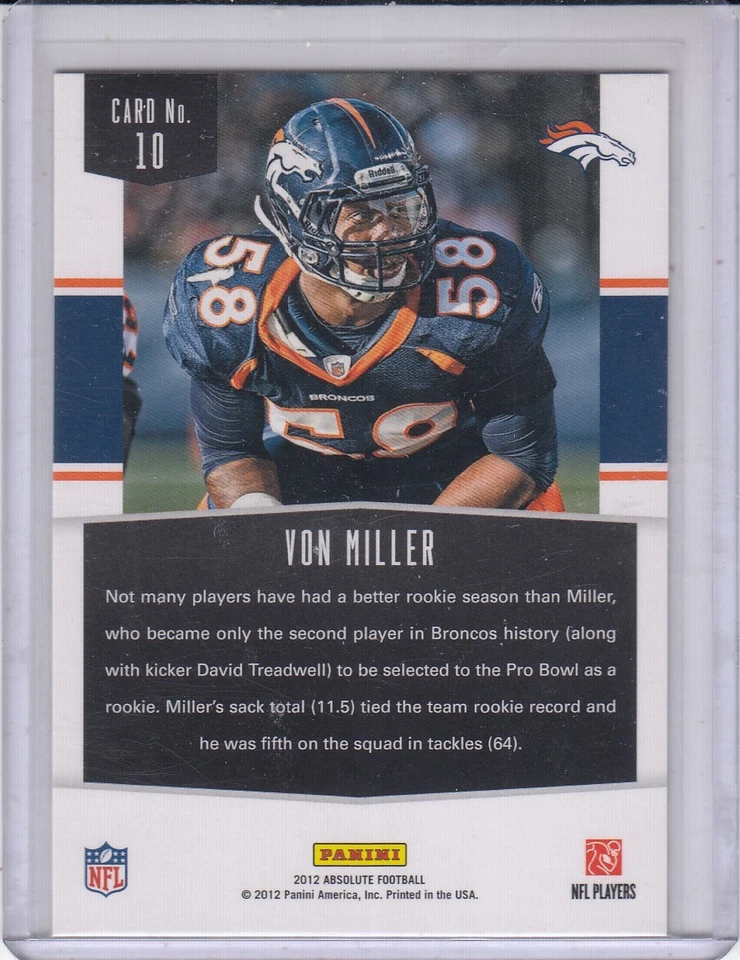 VON MILLER 2012 Absolute Gridiron Force #10 Broncos - Image 2 of 2