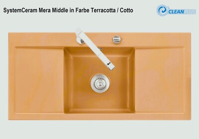 Systemceram Keramikspüle Mera-Middle CleanPlus& Exzenter COTTO/Terracotta Kupfer