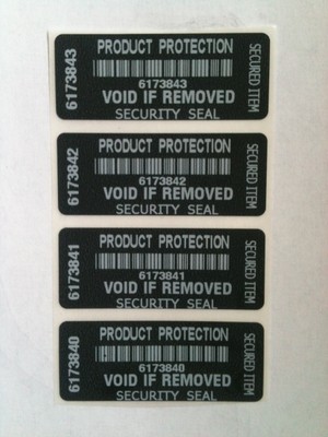 Produktschutz Sicherheitsetiketten schwarz void offen x 250 + Seriennummern + Barcodes
