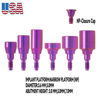 US Dental Healing Cap Abutment NP Purple Fits Nobel Active NOB  3.6  5.0  6.0