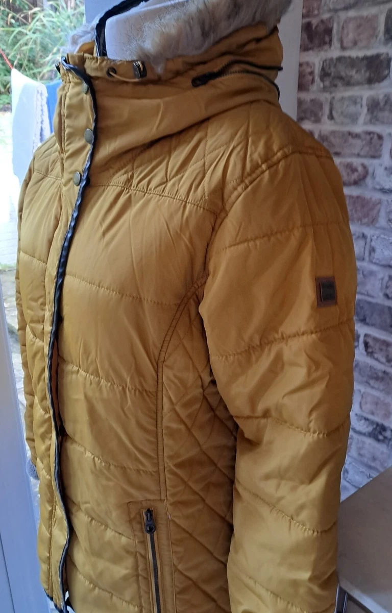 Regatta Ladies Mustard Quilted Padded Jacket Fur Hood Size UK 18