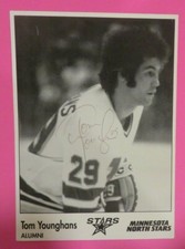 5x7 B&amp;W card, NHL Alumni, Minnesota North Stars - TOM YOUNGHANS - autographed