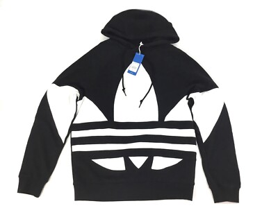 ADIDAS BIG TREFOIL HOODIE SMALL BLACK NWT