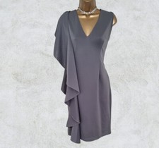 Women's Grey Ruched Drape Midi Dress