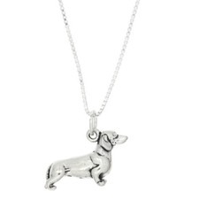 Sterling Silver 3D Mother Dachshund Weenie Dog Charm Necklace