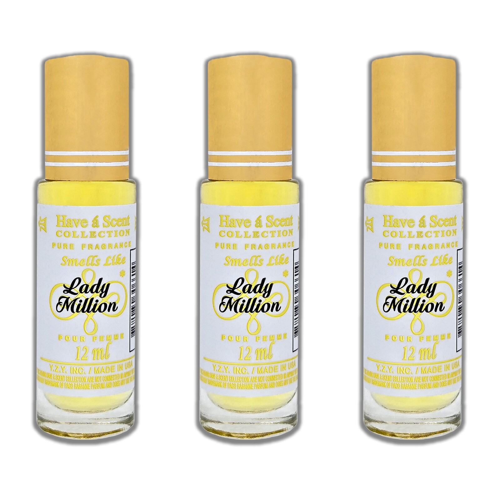 Lady Million Women Roll On Body Oil by YZY Perfume *12 Ml 3x & 5x Bundle*