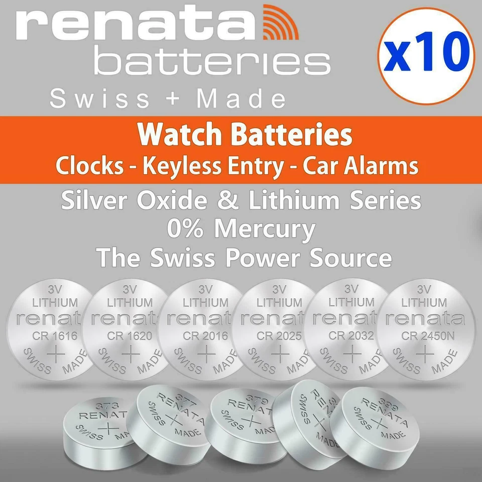 10x Renata Watch Battery Swiss Made - Silver Oxide - Joblot All Sizes Batteries