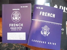 Pair of Manuals TM 30-302 TM 30-602 French Language & Phrase book Normandy 101st