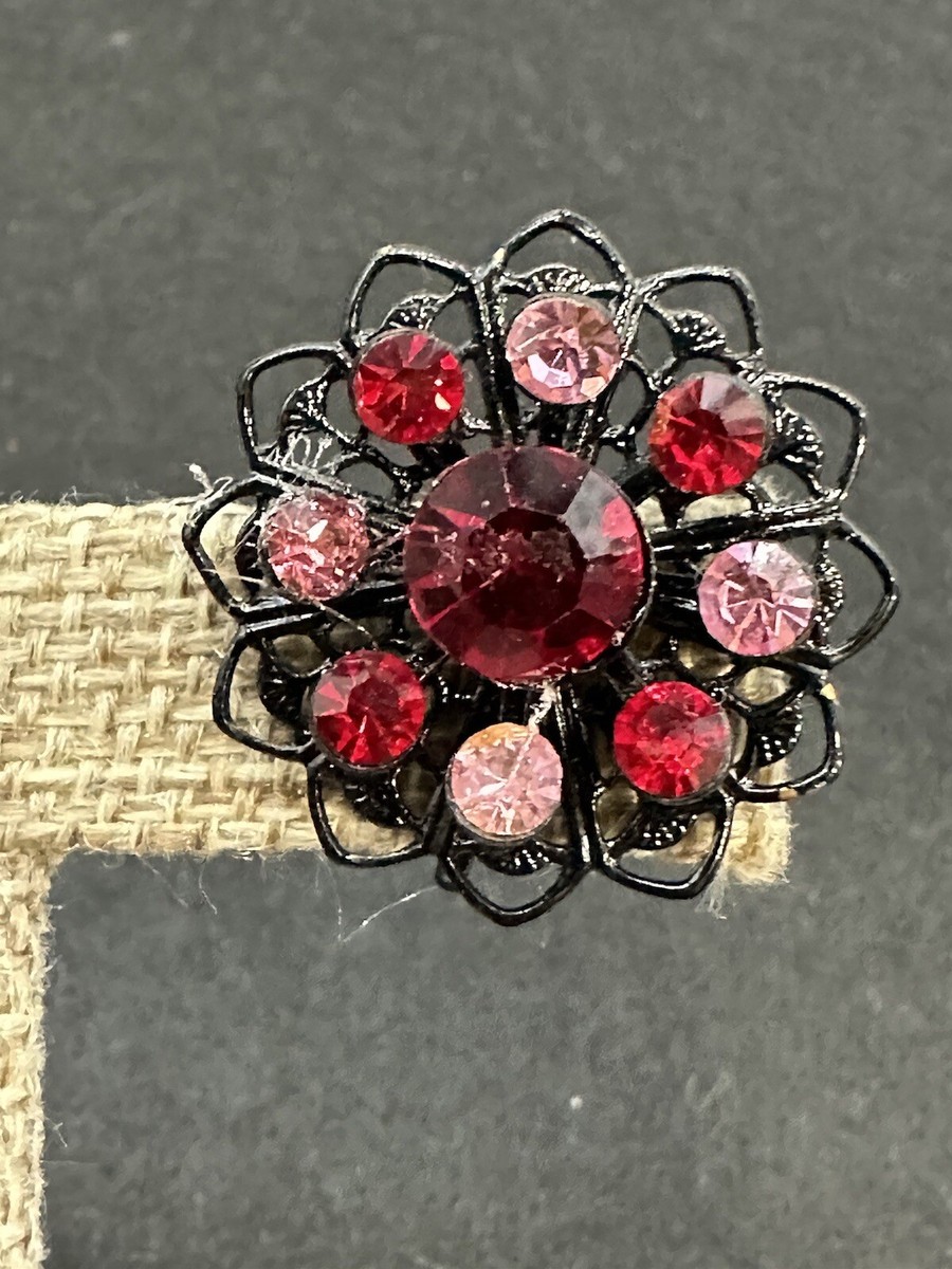 Vintage Cathie' Earrings Clip On Gorgeous Rhinestone Japaned | eBay