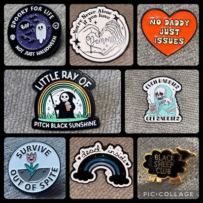 KAUFEN SIE 2 ERHALTEN SIE 1 GRATIS lustige sarkastische Pin Anstecker - dunkler Humor, Gothic, gruselig, kantig,