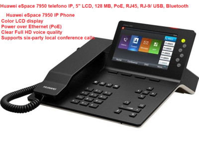 Huawei eSpace 7950 telefono IP, 5'' LCD, 128 MB, PoE, RJ45, RJ-9/ USB, Bluetooth