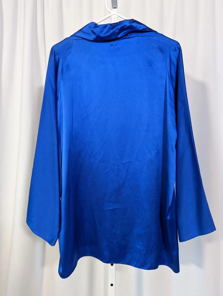 Camisa Shamask Deep Vibrant Azul Seda Fácil Relajada Talla 2 EE. UU. Foto 2 de 4