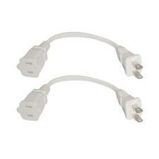 8 in Small Extension Cord, White 2 Prong Male to Female Indoor Power Cable, 1...