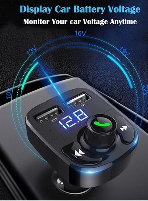 SMART WIRELESS CAR MP3 PLAYER BLUETOOTH 5.0 FM TRANSAMITTER + DUAL USB CHARGER
