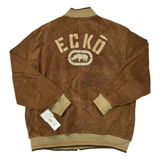 Ecko Unltd Jacket Mens 2XL Suede Leather Full Zip Hip Hop Streetwear 2000s