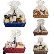 Large Rectangle Wicker Basket Xmas Hamper Make Your Own Hamper Kit Gift Wrap Set