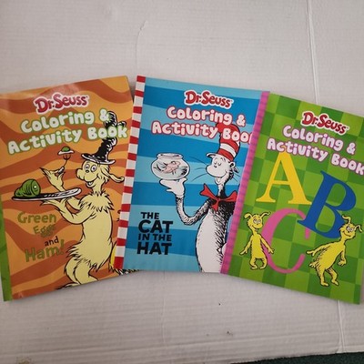 set of 3 Dr. Seuss Coloring  Activity Books NEW green eggs & ham/ABC/CAT IN HAT