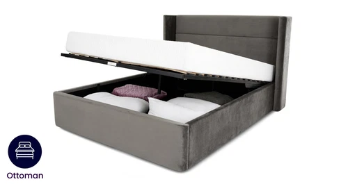 DFS Cody Grey Velvet King Size Ottoman Storage Bed RRP £849
