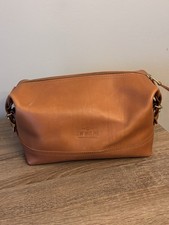 J.W. Hulme Brown Leather Dopp Kit Toiletry Travel Bag Made in USA