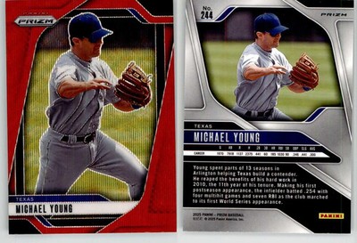 Michael Young 2025 Prizm Ruby Wave #244 Rangers