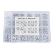 600PCS M3 M4 M5 M6 STAINLESS STEEL BUTTON HEAD SOCKET CAP FLAT WASHERS AND NUTS