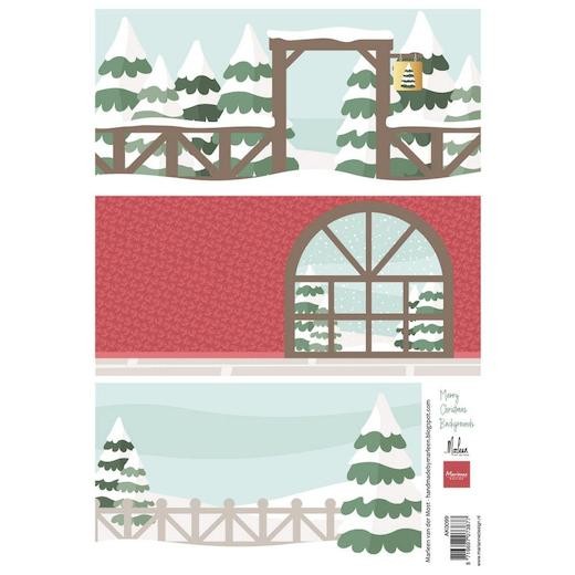 Marianne Design A4 Cardtoppers Sheet - Merry Christmas Backgrounds AK0099