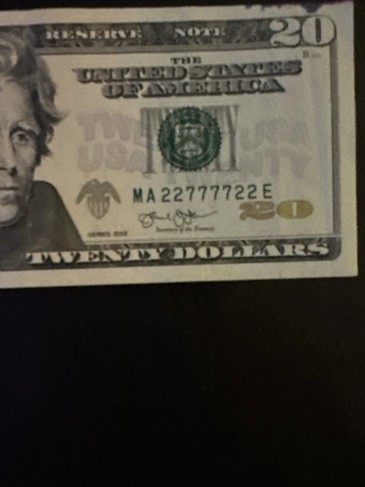 Rare Fancy Lucky Serial 2013 $20 Bill Binary Double Quad Radar Bookends - Image 3 of 3