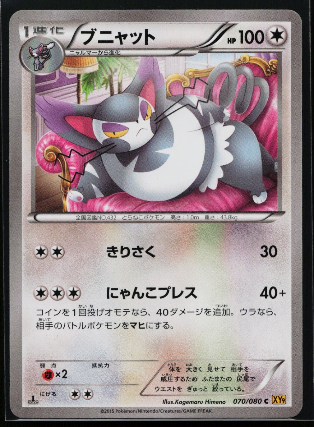 Purugly Common XY9: Rage of the Broken Heavens 070/080 NM C2023
