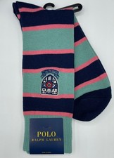 Polo Ralph Lauren 1 Pair Men's Socks  Black  Green  Striped  US 10-13