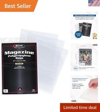 Resealable Magazine Bags - 1 Pack of 100 Acid-Free, Clear Polypropylene Sle...