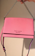 Kate Spade New York Pink Leather Shoulder Bag with Chain Strap & Coin Purse