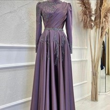 Lavender long sleeve prom Maxi Long Sleeve evening Dress