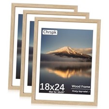 Poster Frame, Display Pictures 16X20 with Mat or without, 18X24 Natural Oak