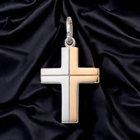 AnhäNger Kreuz 585 Gold WeißGold Bicolor KreuzanhäNger Goldkreuz