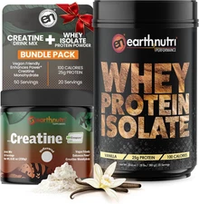 Whey Isolate Protein & Creatine Monohydrate Powder Bundle - Ideal for Men & Wome