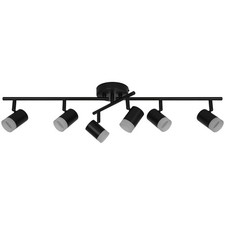 LED Spotlight Bar Ceiling Matt Black 6 Way Warm White Multi Arm Modern 350lm