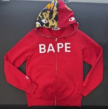 BAPE 1st Camo Shark Full Zip Hoodie Red Size XL
