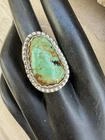 Vintage Old Pawn Navajo Sterling Silver Green Turquoise Ring Size 7