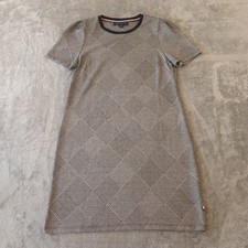 Tommy Hilfiger Shift Dress Small Black Plaid Knee Length Short Sleeve Pullover