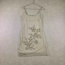 Madden Girl Beige Mesh Studded Floral Bodycon Mini Dress Size Medium Cutout Back