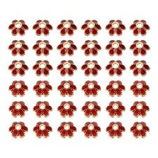100pcs 2Styles Enamel Flower Bead Caps for Jewelry Making, Bright Red
