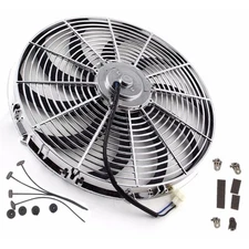 16" Inch Chrome Electric Cooling Radiator Fan Curved Hot Rod With Mount Kit LS  