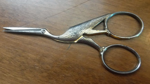 Henkel Fremont, Vintage Stork Crane Embroidery Scissors, 3 3/4Inches Germany,