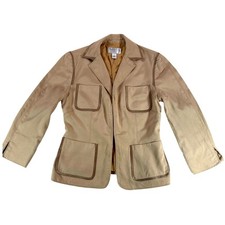 VTG Talbots Collection Silk Cotton Blazer Tan Lined Classic Academia Womens 4