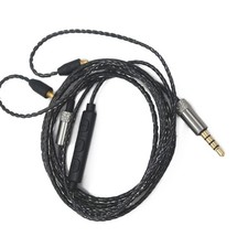 MMCX Audio Cable Cord Volume Control for Shure SE215/425/535/846 Black with Mic