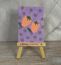 ACEO Original Strawberries Polka Dots by IzzieQ