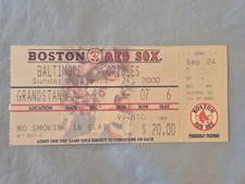September 9-24-00 2000 Baltimore Orioles Boston Red Sox Ticket Stub *Mussina